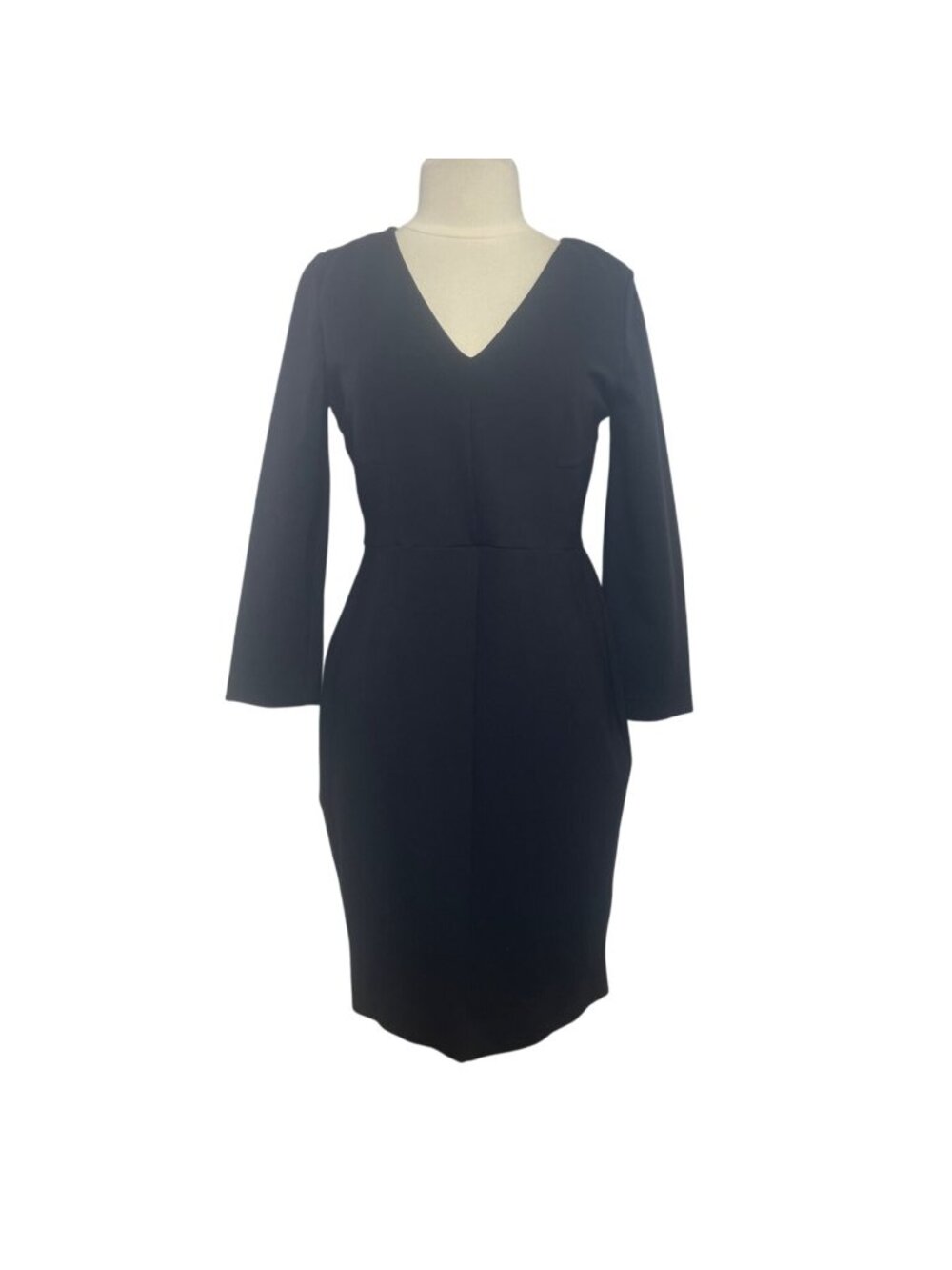 J Crew Long Sleeve Dress Womens Size 8 Black Back Zipper Sheath